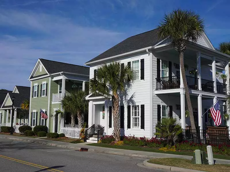 Row of mid-class homes in a suburb